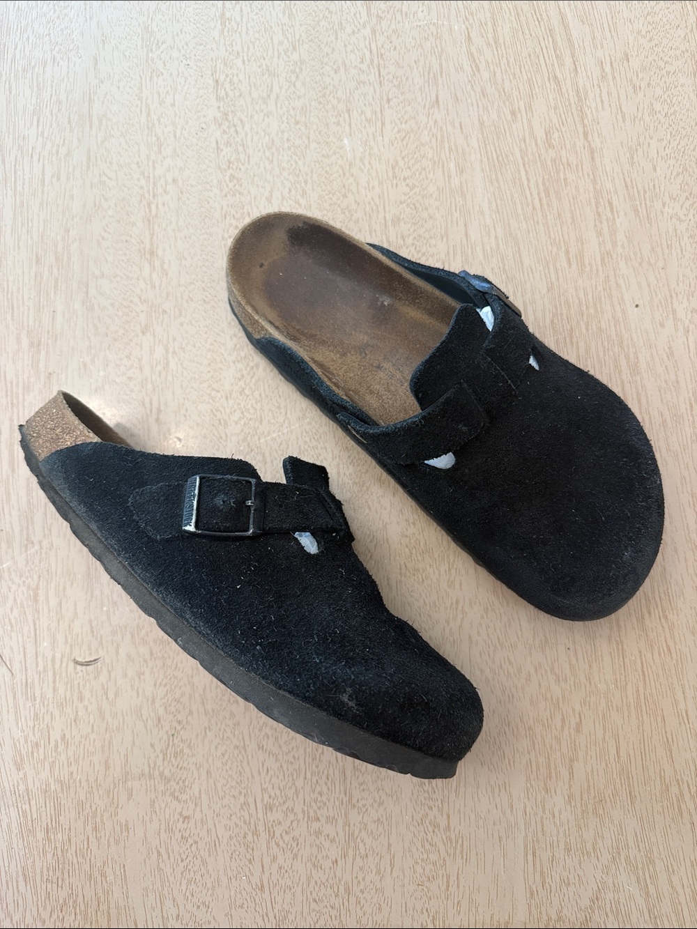 Birkenstock Black Suede Slip-On Clog with Adjustable Buckle